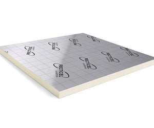 Plaat Recticel Silver PIR Afschot 1200x1200x80-90mm - aluminium cachering - Rd 3.83 (1,44m²)