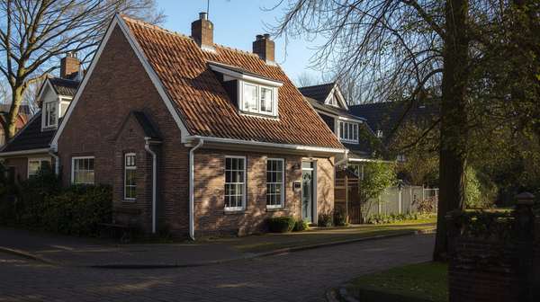 Woonhuis met een schuin dak en dakpannen plus dakkapel