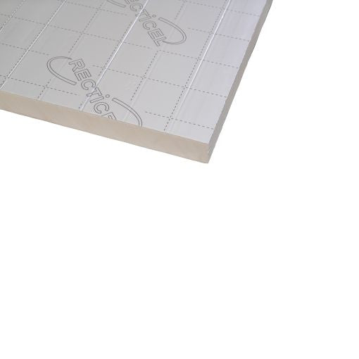 Plaat Recticel Silver PIR - 1200x600x100mm - aluminium cachering - Rd 4.50 (0,72m2)