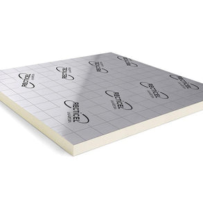 Plaat Recticel Silver PIR Afschot 1200x1200x110-120mm - aluminium cachering - Rd 5.20 (1,44m²)